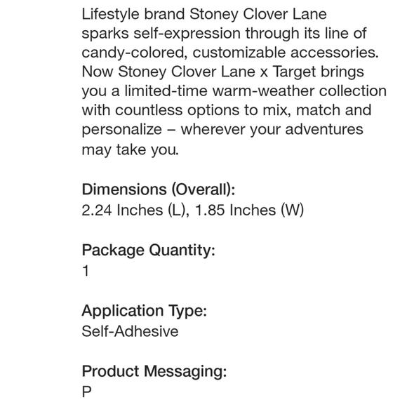 STONEY CLOVER LANE X TARGET COLLABORATION P LETTER PATCH BABY PINK WITH GOLD NWT - Picture 7 of 10